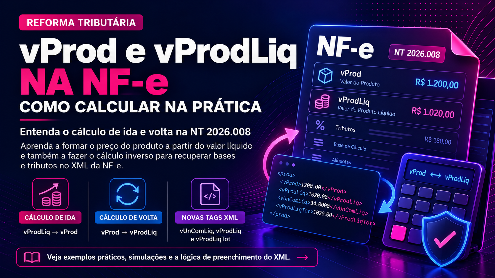 vProd e vProdLiq na NF-e: cálculo de ida e de volta na NT 2026.008